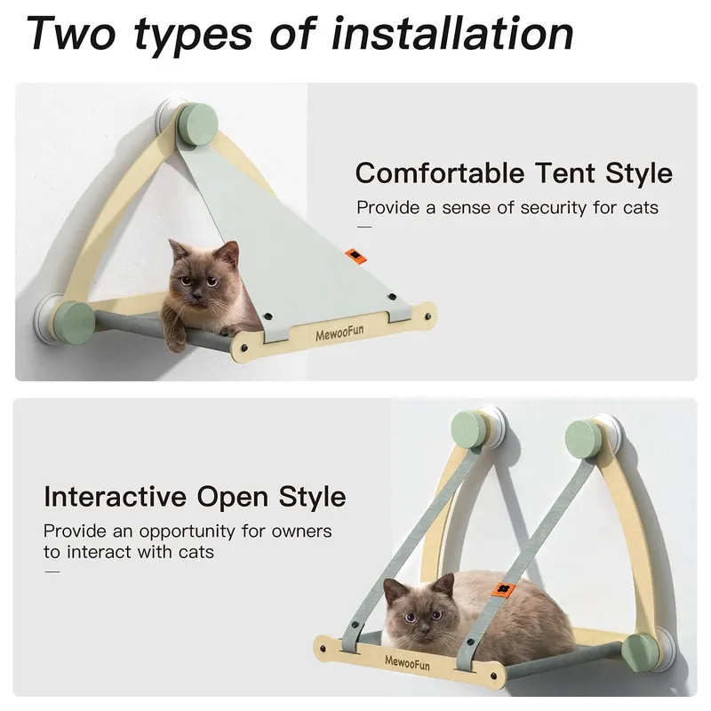 Mewoofun Cat Hammock Pet吊り下げベッドサニーウィンドウシートマウントソフトシェルフは最大30ポンドの取り外し可能なものを保持します220323