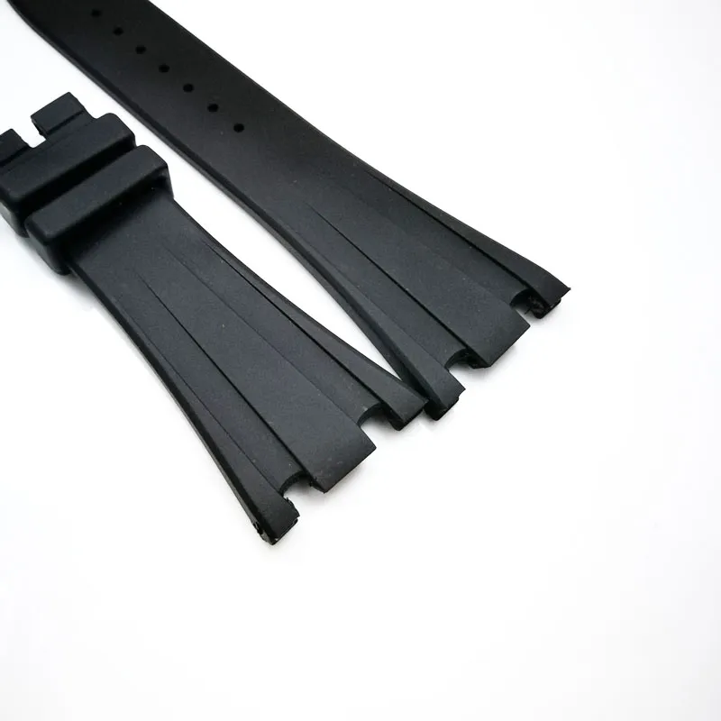 28mm - 18mm Black Rubber Watch Band Strap Bracelet For AP Royal Oak Offshore 42mm Models272r