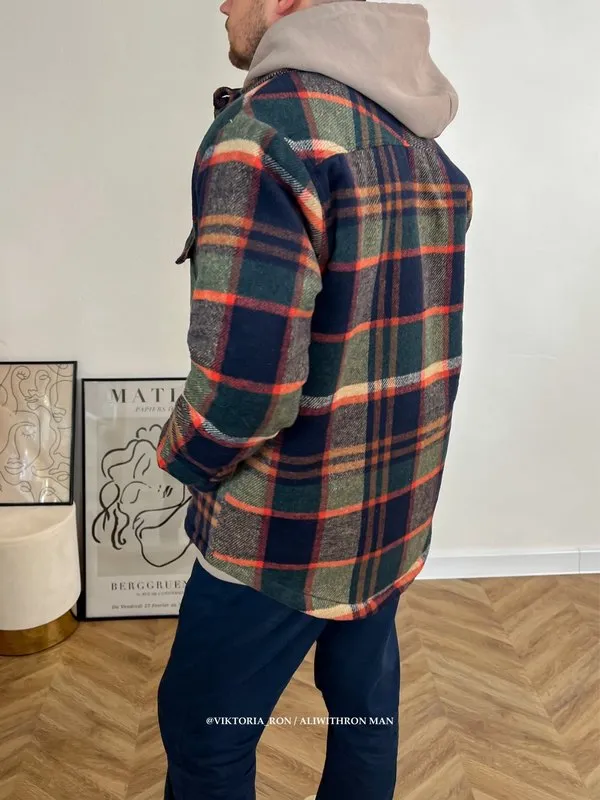 Garaouy Plaid Jacket Mäns Höst Vinter Casual Fleece Lapel Warm Slim Fit Lambull Tjockskjorta All-Match Coats Male 220330