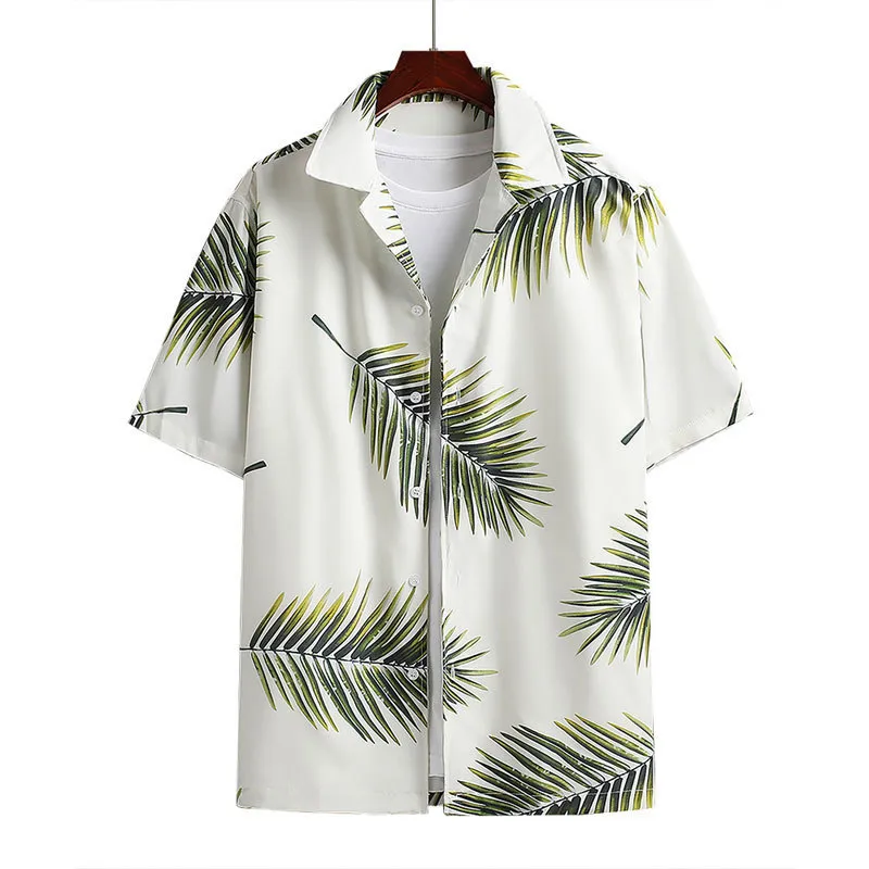 Sommermänner Kurzärmel -Lappel gedrucktes Hemd Tropical Blumen lässig hawaiianische Weihnachtsfeiertag Camisa Tops S 5xl 220613