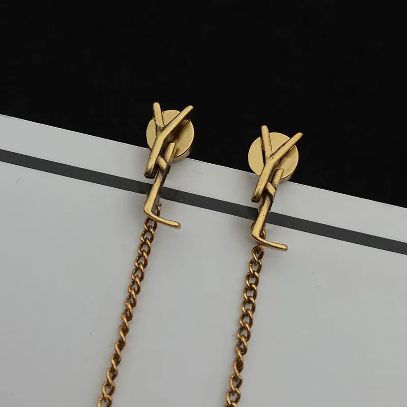 Fashion Tassel Earrings Designer Jewelry Stud Earring For Women Earings Hoop Gold Letter Y Pendant Studs Elegant Wedding Gift Box 248m