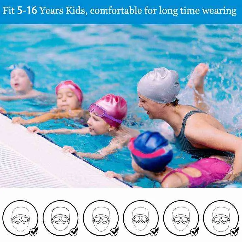 MAXJULI Schwimmbrille für Kinder, beschlagfrei, UV-Schutz, klare Weitsicht-Schwimmbrille mit Ohrstöpsel für Kinder von 4–15 Jahren, SY5031 G220422