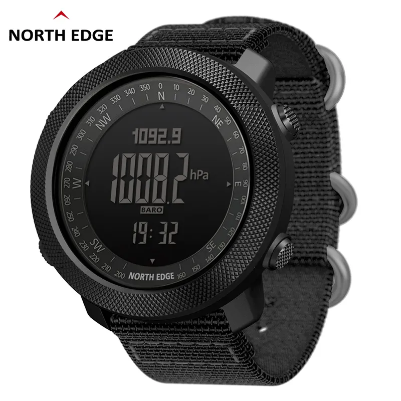 North Edge Altimeter Barometer Compass Men Digitala klockor Sport Running Clock Climbing vandringsursur Vattentät 50m 220421311r