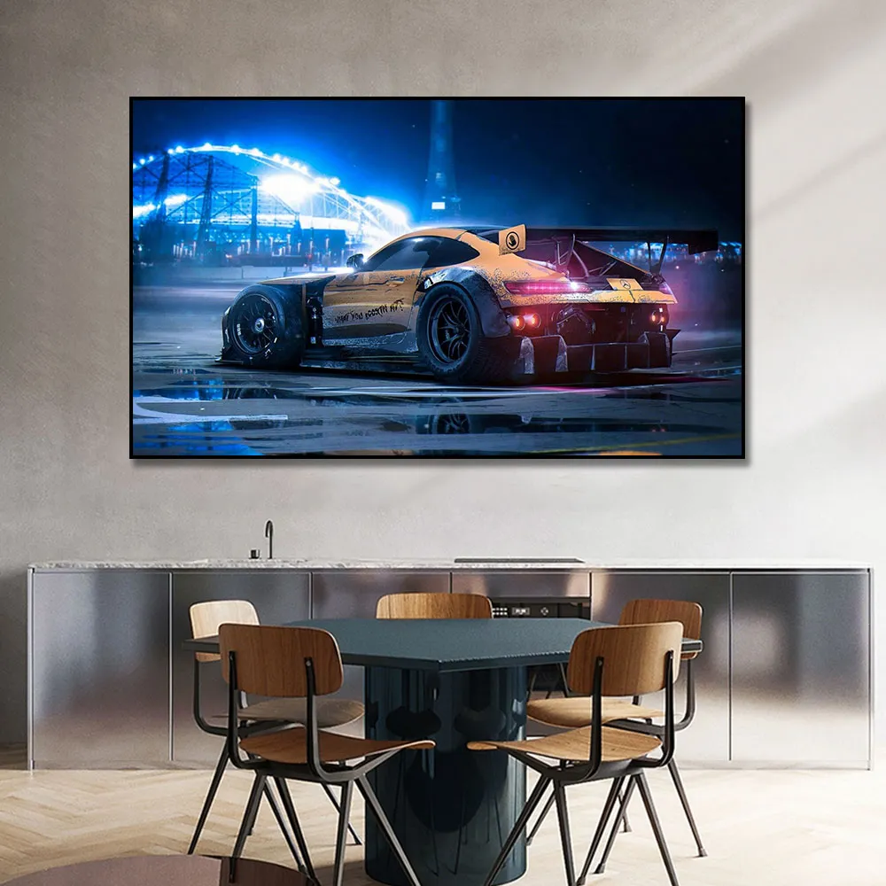 スポーツとレーシングカーのポスターペインティングキャンバスプリントノルディックホーム装飾リビングルームの壁アート画像フレームレス5277953