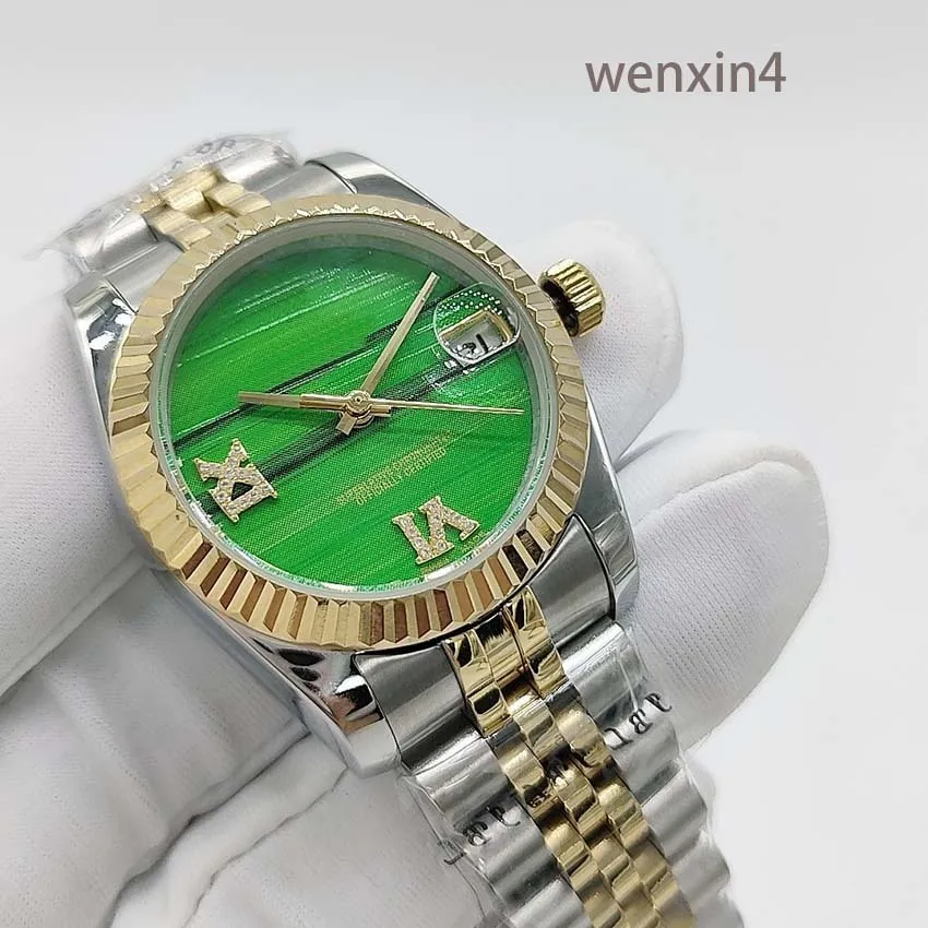 Klasyczne kobiety zegarek ze stalą nierdzewną Precision Automic STEL PISK Waterproofowy zegarek 31 mm zębów Malachite twarz