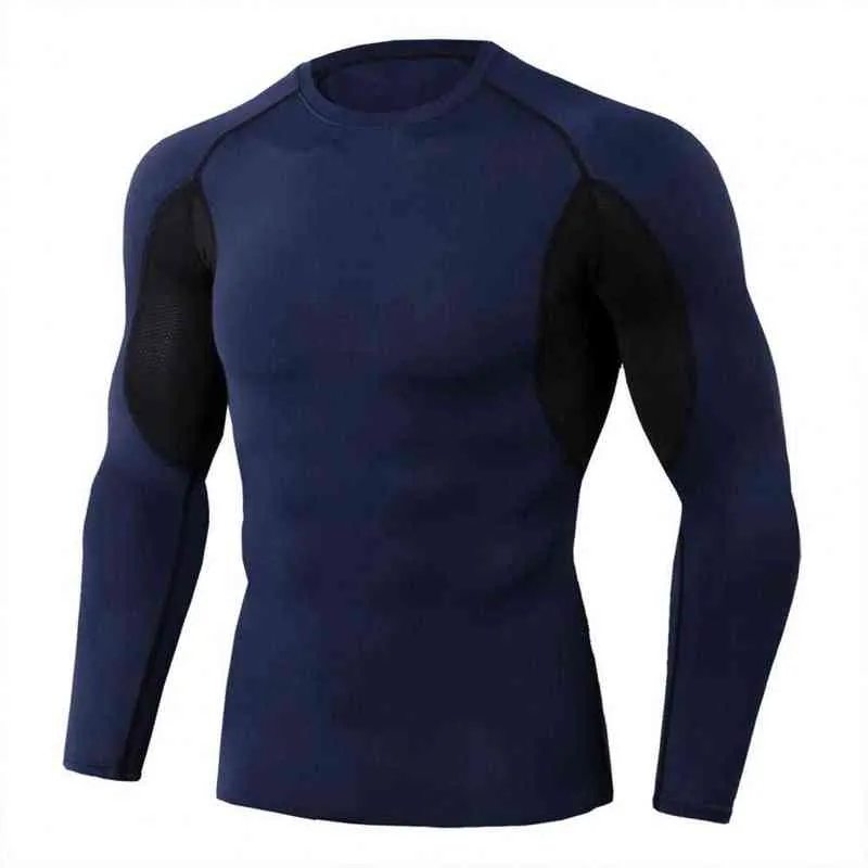 Fitness T shirt for Men Tee Top Quick Dry Polyester Long Sleeve Sports Fitness T-shirts Men Slim Pullover Tops L220704