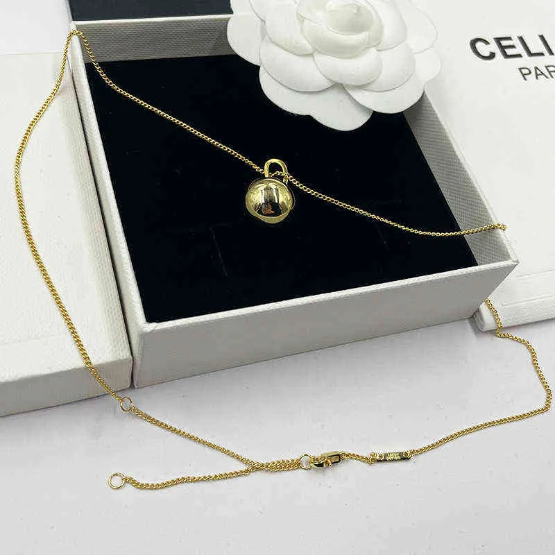 Celi solide Designer boule d'or petites boucles d'oreilles Ins Match maison visage lisse Simple à la mode personnalisé collier plaqué or