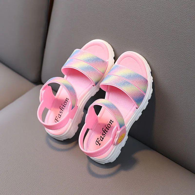 Gradiënt bling kinderen zomerschoenen mode pvc non slip meisjes sandalen prinses haak lus ademende schoenen kids sandaal 220615