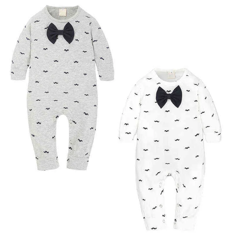 0-2Y Baby Jungen Overall für Neugeborene Mode Druck Langarm Strampler 2021 Herbst Neue Baumwolle Kinder Kleidung Mädchen Kostüme G220510