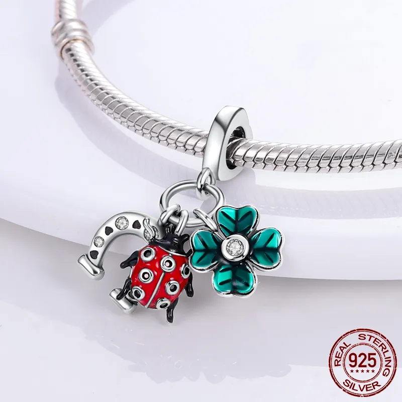 925 srebrny srebrny charm kobiet koraliki wysokiej jakości prezent biżuterii hurtowy kwiat kwiat Lucky Butterfly Fit Fit Bransoletka Pandora DIY