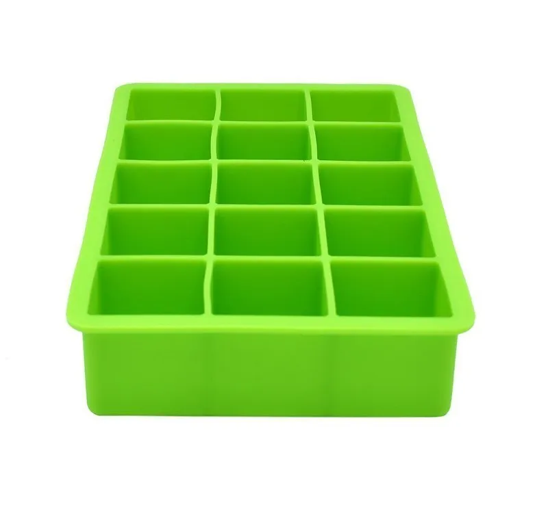 15 grilles de qualité alimentaire Silicone glace treillis moule forme carrée réfrigérateur vert plateau fruits bloc fabricant cuisine outils de stockage 220509