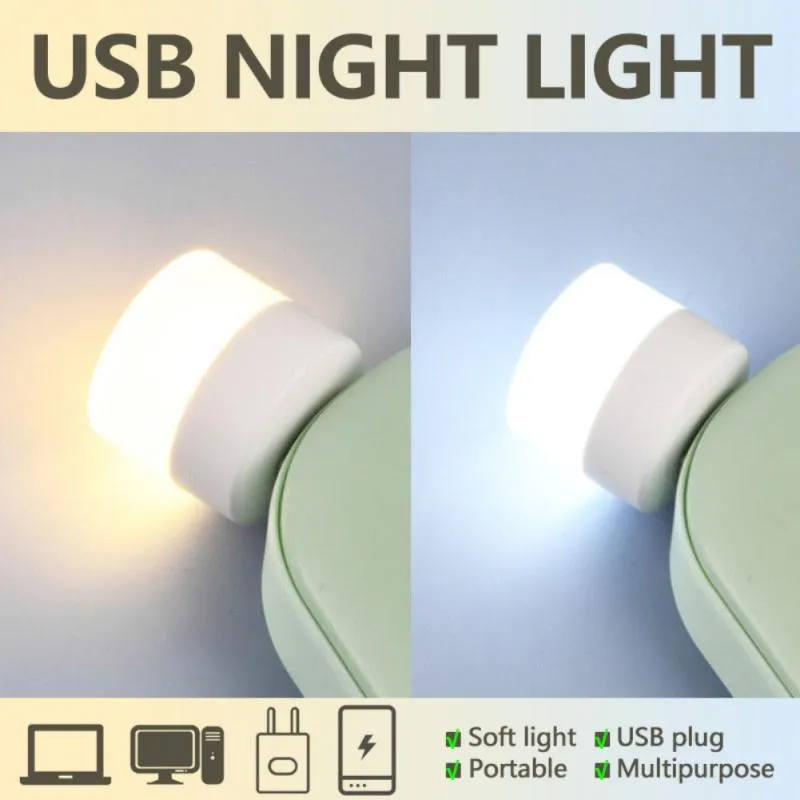 USB Gadgets fiş lambası bilgisayar mobil güç şarj kitap lambaları led göz koruma okuma ışık küçük yuvarlak gece lambası