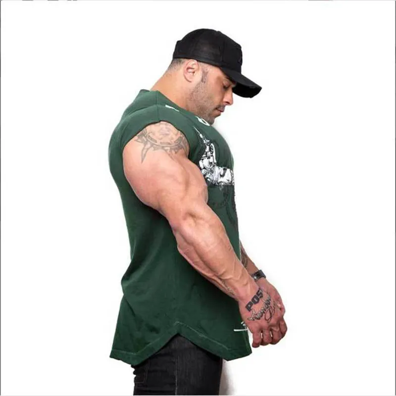 Män tank top bomull bodybuilding fitness ärmlös västträning tryckt under skjorta trycker mens gym toppar debardeur homme 220530