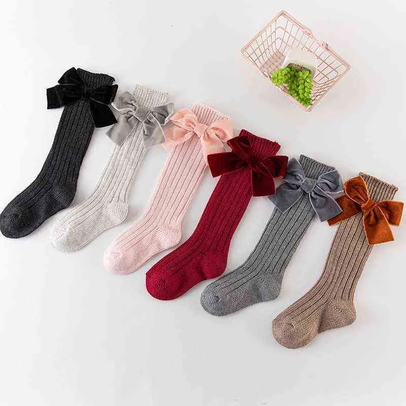 Chaussettes d'hiver pour enfants, chaussettes à grande voûte pour filles, chaussettes hautes et longues, douces, en laine de coton, à tricoter, jambières pour bébés J220621