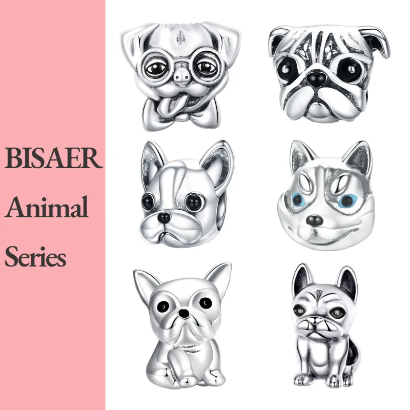 925 Sterling Silver A Dog's Story Poodle Puppy French Bulldog Beads Charm Fit Bisaer Charms Silver 925 Original Armband 2202766