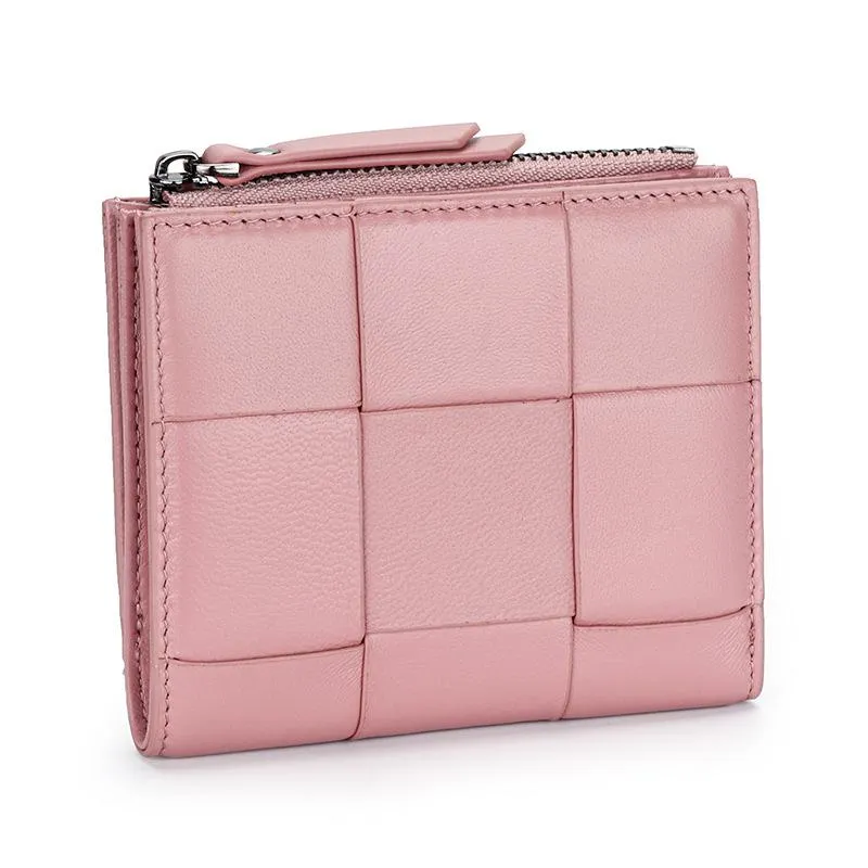 Portafogli 100%vera pelle femminile e borse intrecciate a mano pieghe monete 2022 supporto cartoncino di moda clutch cerniera borsetta273u