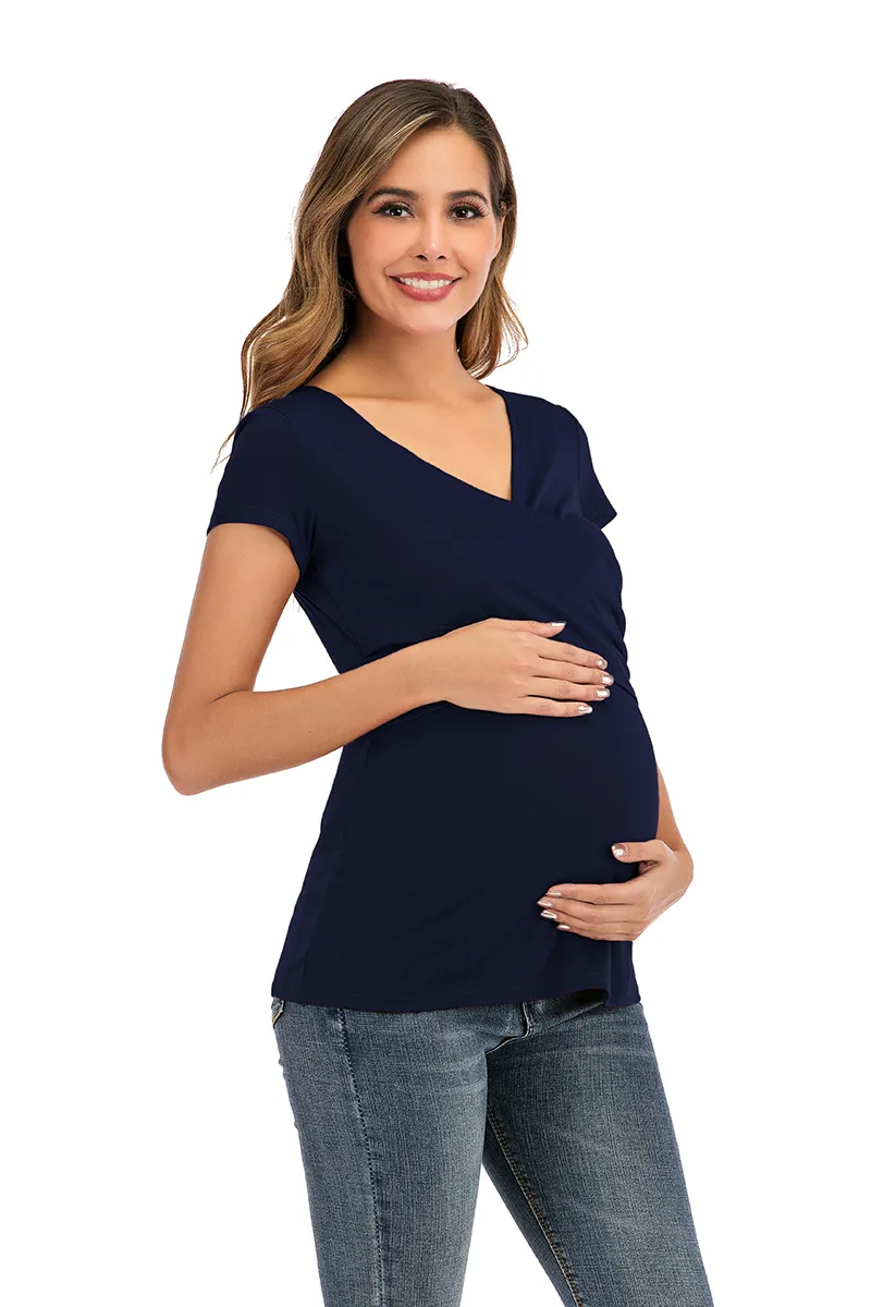 Maternity Tops Women's Comfy Short Sleeve Nursing Tunic Top for Breastfeeding T-Shirt Pregnant Pregnancy Womens Clothing Mom 220419