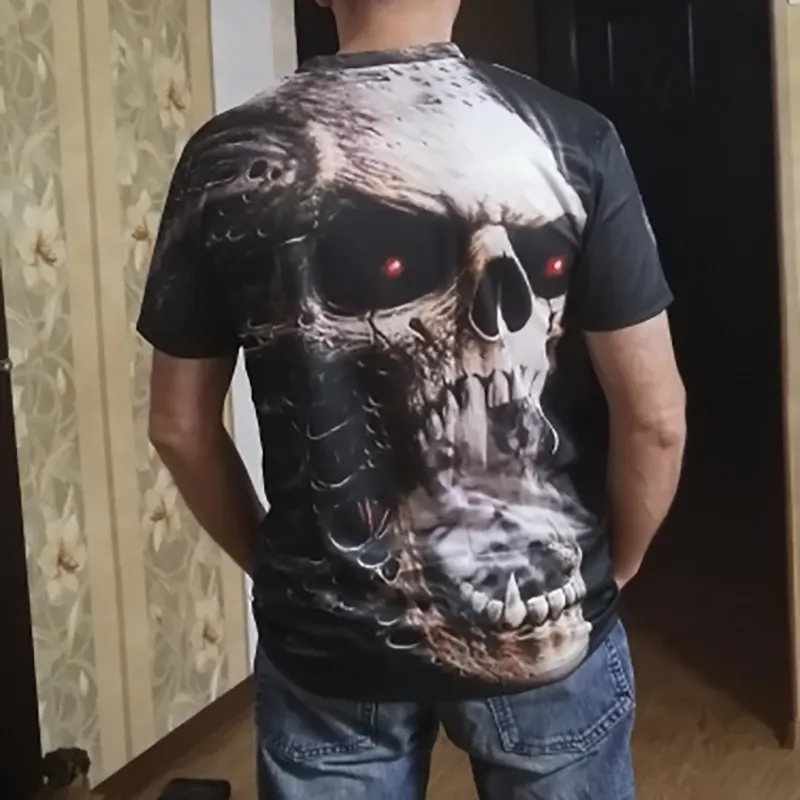 Fashion Summer Horror Skull 3d print heren t -shirt oneck korte mouw casual ademende oversized mannelijke t -shirt top mannen kleding 220526