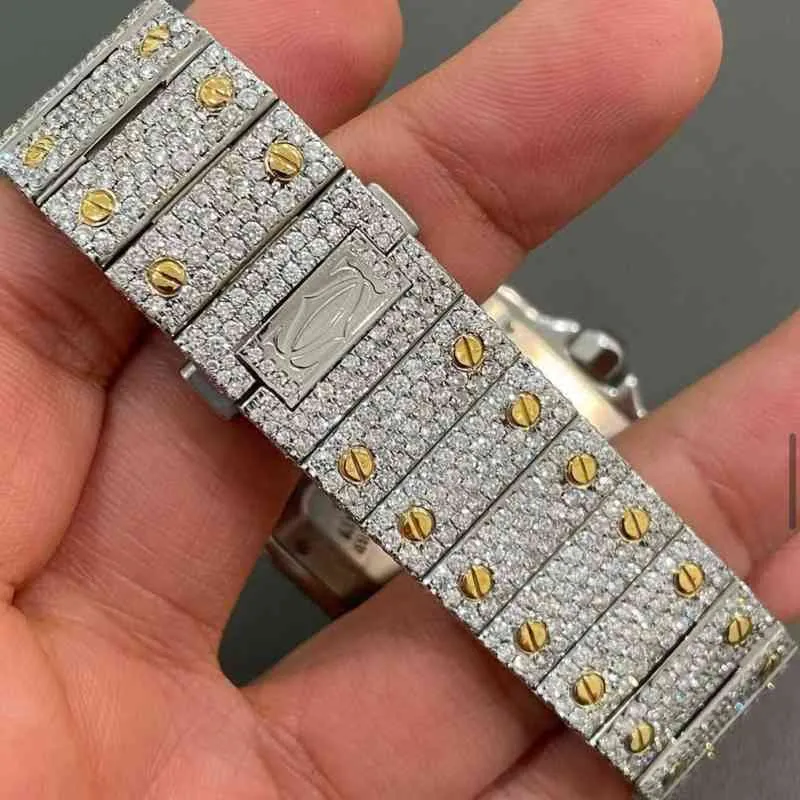 Orologio Moissanit G1VD8297A con diamanti ghiacciati in acciaio inossidabile dal design elegante e di lusso hip-hop personalizzato