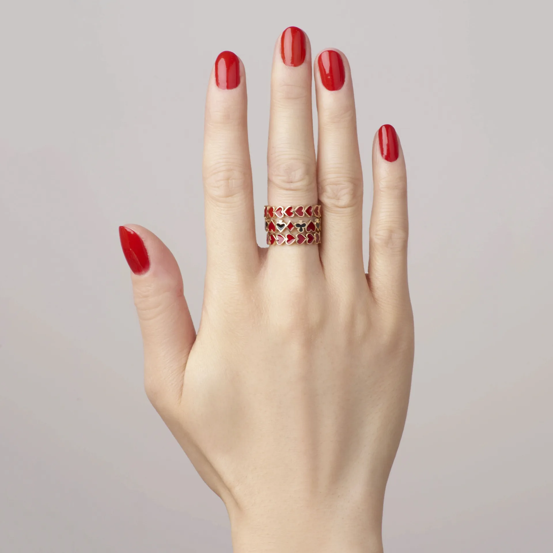 Nova bracelete liga Óleo pingando amor em forma de coração anel de pedras de pêssego multi-cor de pêssego de pêssego versátil de jóias na moda.