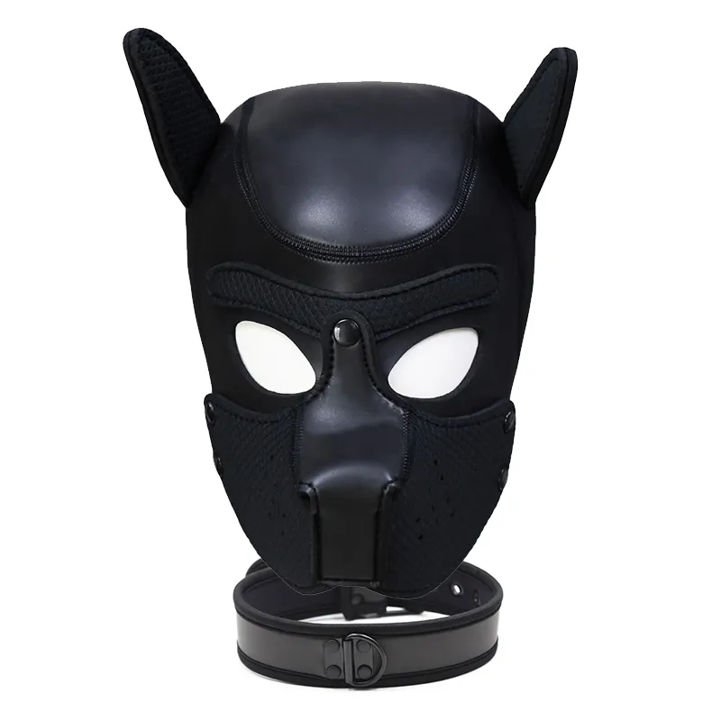 Masques de fête Pup Puppy Play Dog Hood sexyy Neck Collar BDSM Bondage Kit Cosplay Full Head Ears Halloween Mask sexy Toy For Couples