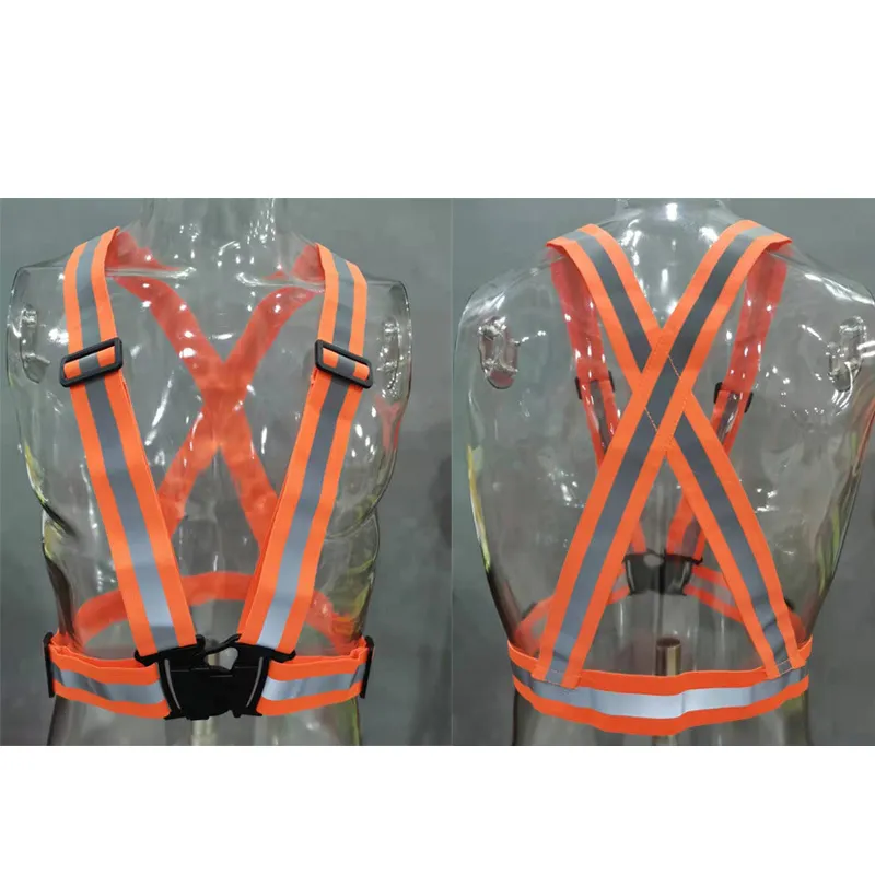 Safety Gear Reflective Vest Clothing High Visibility Day And Night Adjustable Elastic Strip Vest Jacket 