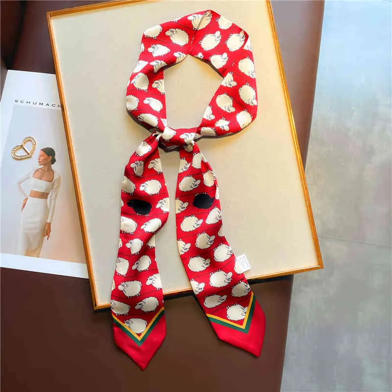Печать шелковые длинные волосянные ленты для женщин девочек бандана галстука шеи оголовье сумка шарф / шарфы популярные ремень аксессуары для волос 2021