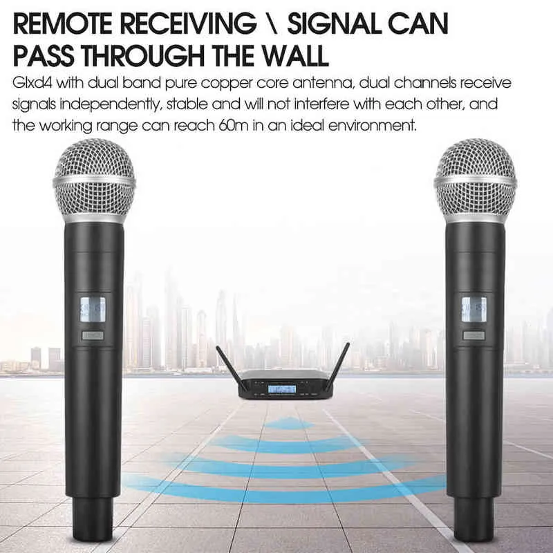 ميكروفون لاسلكي لميكروفون SHURE UHF 600-635 ميجا هرتز احترافي محمول باليد ل Karaoke Church Show Meeting Studio Recording GLXD4 W220314