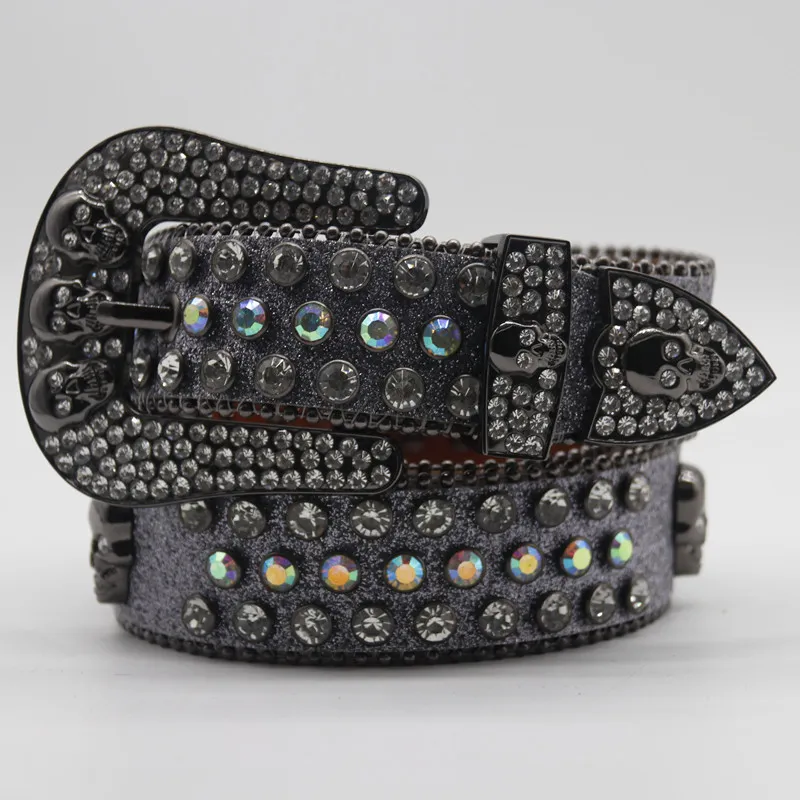 2022 Designer Rhinestones Belt Bb Belts Simon For Men Women Shiny Diamond Skull Belt Black Blue White Multicolour 233i