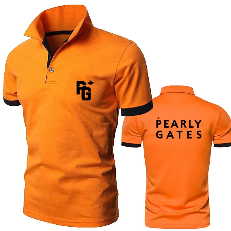 Pearly Gates Golf Summer Men's Fashion Slim Kortärmad Polo Shirt Sports Polo Shirt Golf Shirt Business Lapel Mans Top 220621