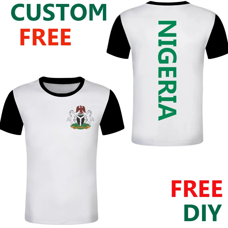 Nigeria T Shirt FAI DA TE Nome personalizzato gratuito Maglietta nera Jersey Nazione Bandiera Guinea Testo P o n Maglietta casual Abbigliamento 220614