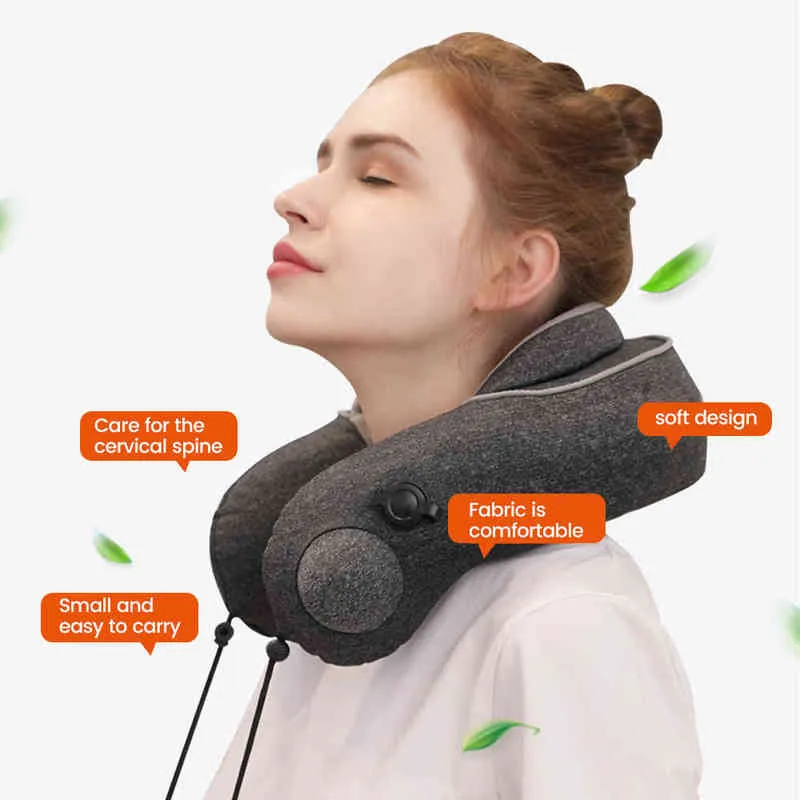 Massaggiatore a forma di U collo Cuscino Shiatsu Impastare Massaggio cervicale Sollievo dal dolore Cuscino gonfiabile aereo addormentato Massageador 220507