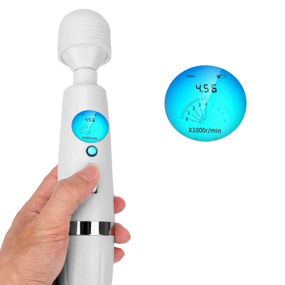 9 Mod 9 Hız G-Spot LCD Ekran Klitoris Stimülatörü Masaj Kedi Yalan Büyük Magic Wand Vibratör Seksi Oyuncaklar Kadınlar İçin