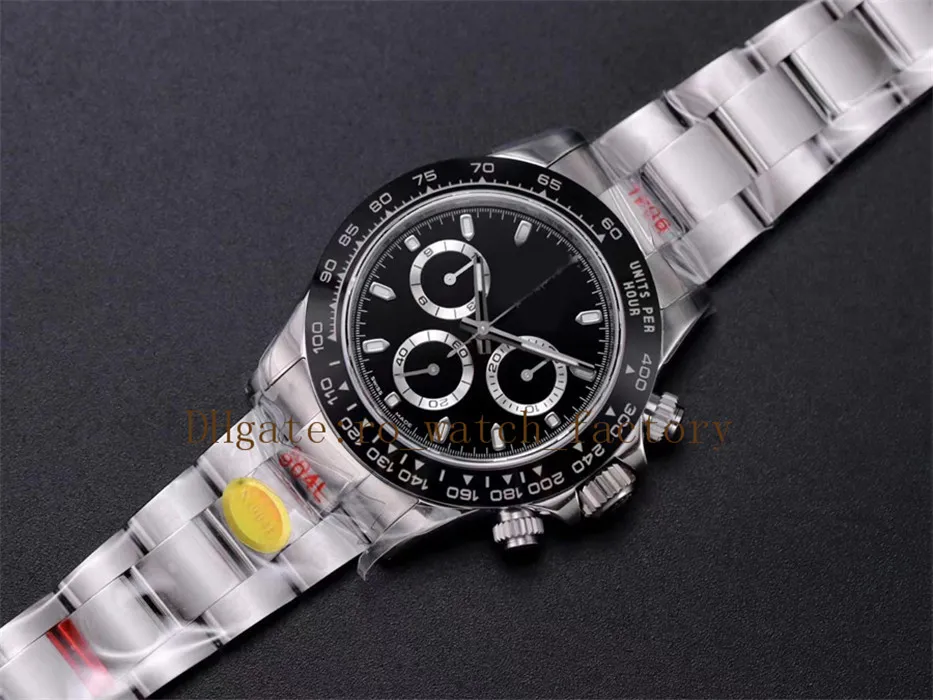 Męskie zegarek 904L Stal Factory Cal 4130 Ruch Automatyczne zegarki Męskie Black Dial Ceramic Bezel 116500ln Chronograph Watches WI300E