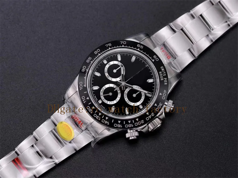 Mens Watch 904L Steel AR Factory Cal 4130 Movement Automatic Watches Mens Black Dial Ceramic Bezel 116500ln Chronograph Watches Wi237n