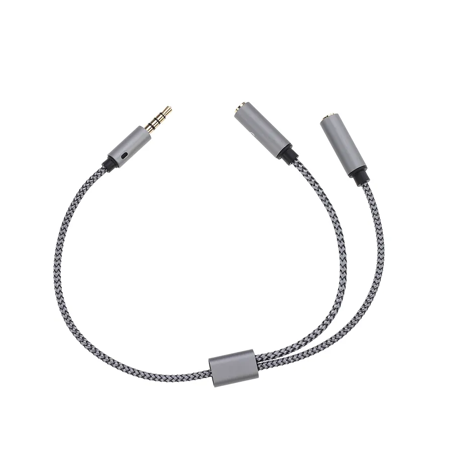 1 Male To 2 Female 3.5mm AUX Audio Mic Y Splitter Cable Earphone Headphone Adapter Cord