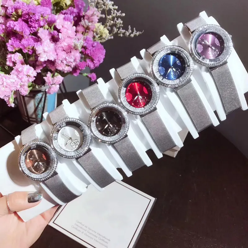 Top marca relógios de pulso mulheres senhoras menina cristal estilo estilo luxo aço metal banda magnética relógio de quartzo cha 80