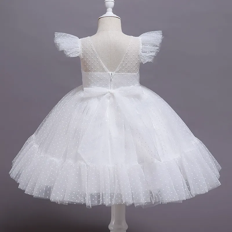 Summer Pretty Girls Dress Birthday Party Communion Ceremony Princess Lace Thin Kids Ball Gown Elegant Size 4-10T 220426