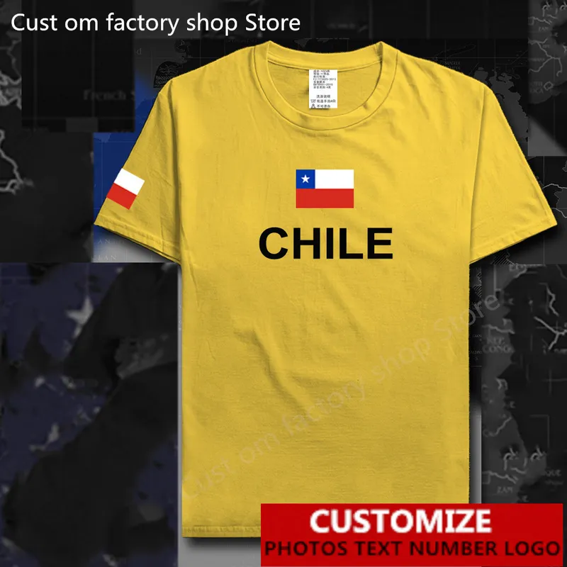 Chili pays drapeau t-shirt gratuit maillot personnalisé bricolage nom numéro 100 coton t-shirts haute rue mode chili t-shirts 220620