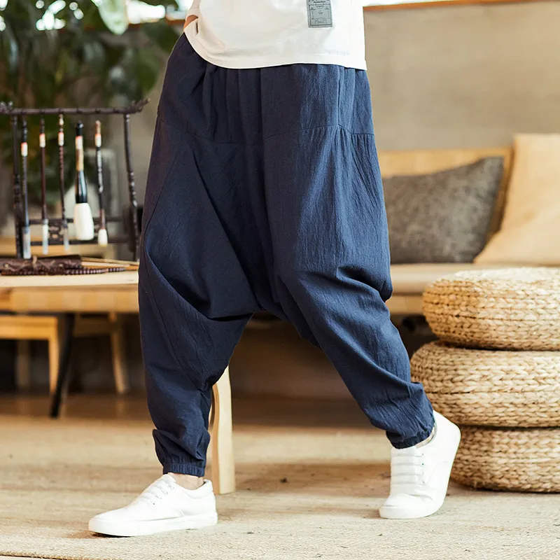 Sarouel hommes solide lâche décontracté hommes Style coréen coton grande taille pantalons de survêtement pantalon masculin 220719