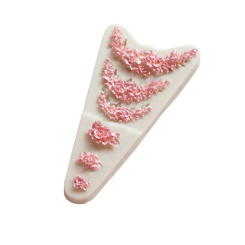 Vintage Lace Corner Embossed Board Silicone Mould European DIY Jewelry fondant Cake Chocolate Soap Mold Decoration Baking Tool 220815