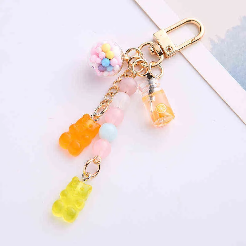 Arco-íris Doces Bear Keychain Chaveiro Animal Charme Para Airpods Case Case Pingente Mulheres Homens Saco Carro Keyring Presente Acessórios AA220318