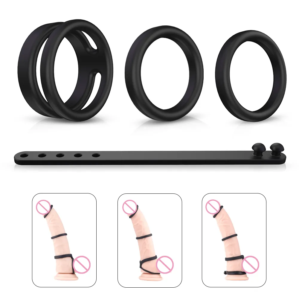 Silicone Dual Cock Rings Lock Penis ereção atrasando a ejaculação aumentando o brinquedo sexy mais difícil para homem ou casais