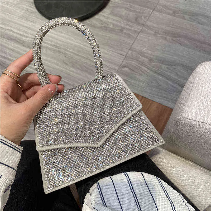 Luxury Diamond Rhinestone Handbag Shinny Bling Shoulder Crossbody Bag Women Evening For Party eller Wedding Lady Clutch Purse 220516