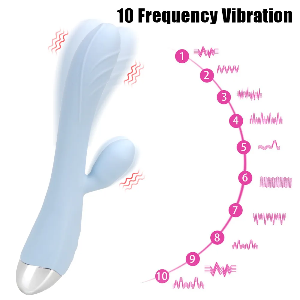 10 Frekvens G-Spot Dildo Vibrator Clitoris Stimulator Female Masturbator Dual Motor for Adult Spela Sexiga leksaker