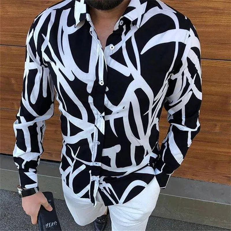 Designer Luxury Social Shirt Men Slim Fit Slave Dress Camisetas Botões de lapela Chemise Homme Casual Men Club Camisa de baile