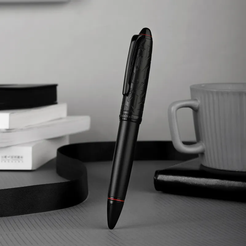 HongDian N6 Black Piston Fountain Pen Resin EF/F/Long Knife Nib Beautiful Torpedo Cloud Seal Cap Business Office Writing 220812