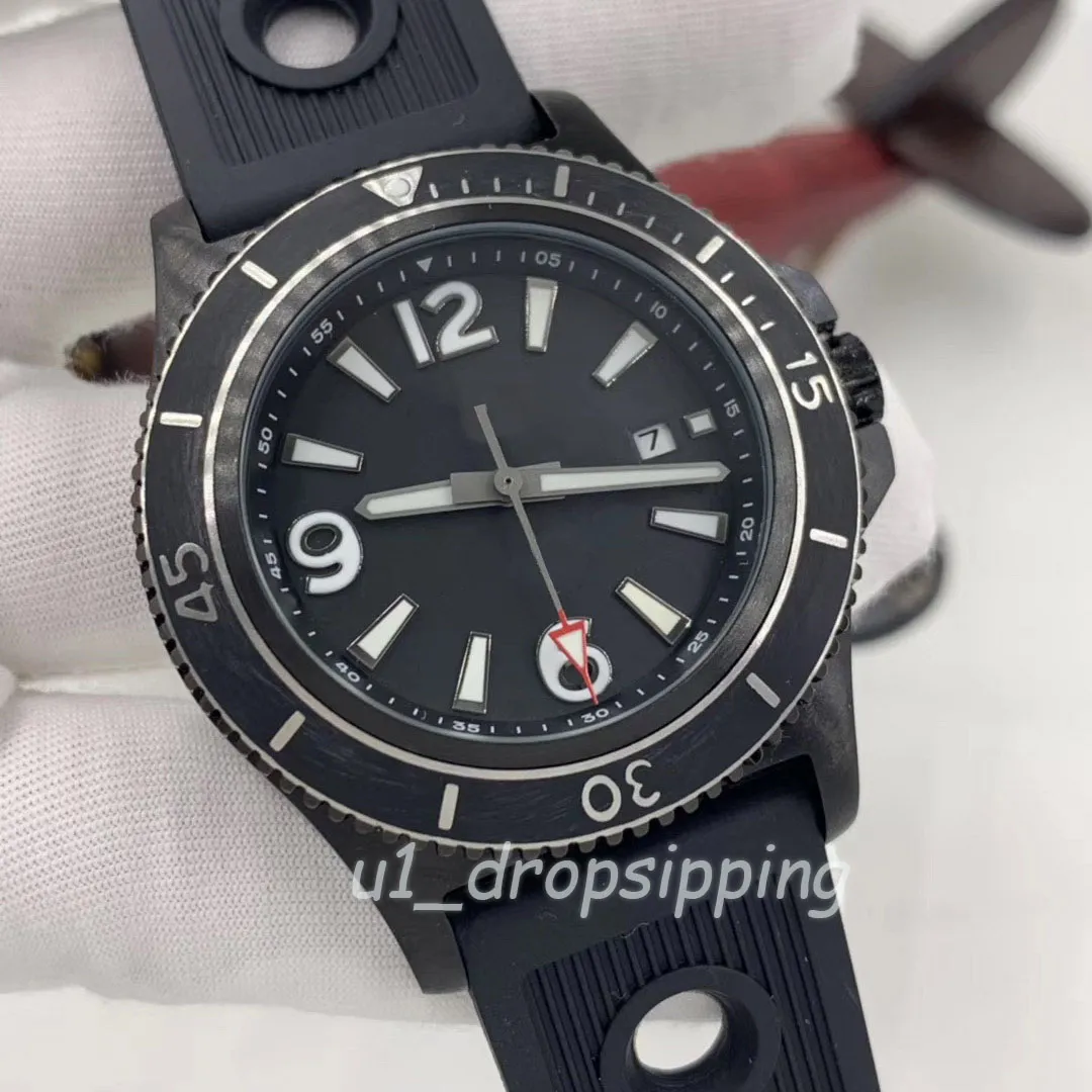 Drop - Mechaniczne zegarki męskie zegarki 46 mm duży biały gumowy pasek Rotatable Bezel Mash