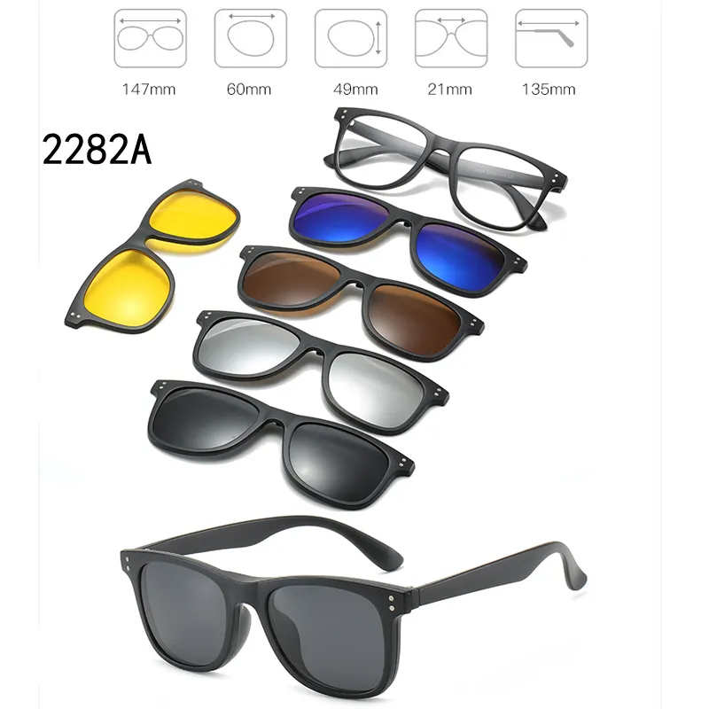 5 in 1 uomo personalizzato Donne donne polarizzate occhiali da sole a magneti clip clip su occhiali da sole su occhiali da sole 220611