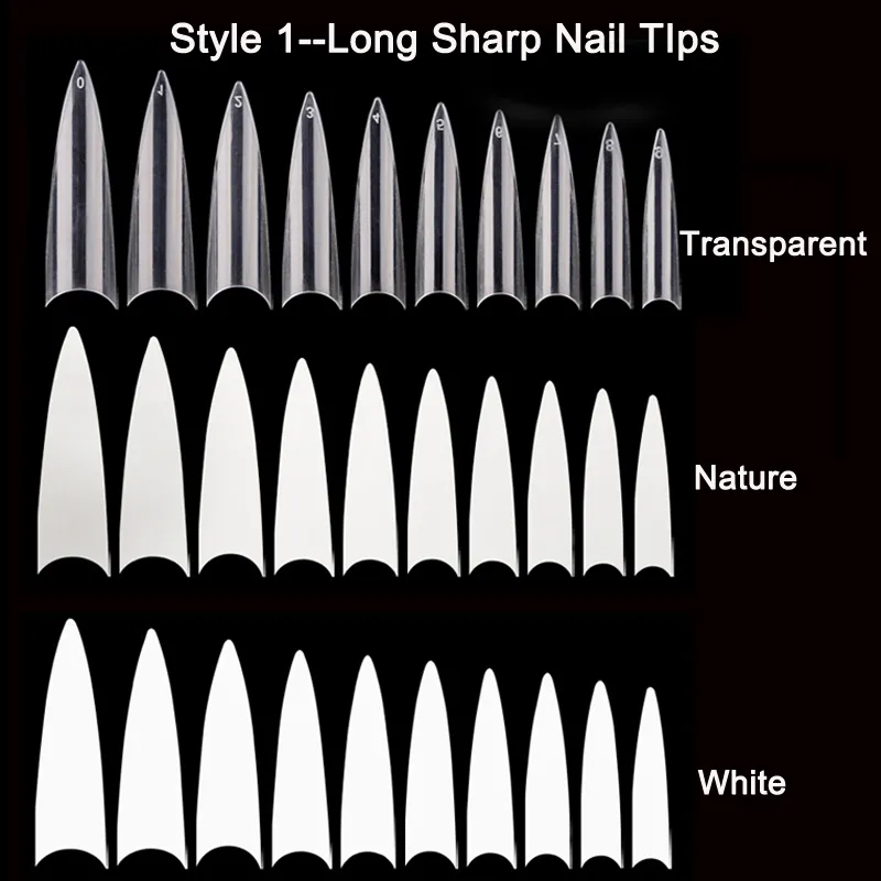 500 600 Pz Borsa Professionale XL Stiletto lungo Unghie finte French Sharp Half Cover Nail White Nature Clear Manicure Art Tips 220716